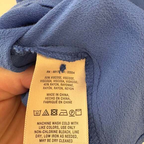 Anthropologie Maeve Lene Blue Crepe Faux Wrap Dress - Picture 5 of 5